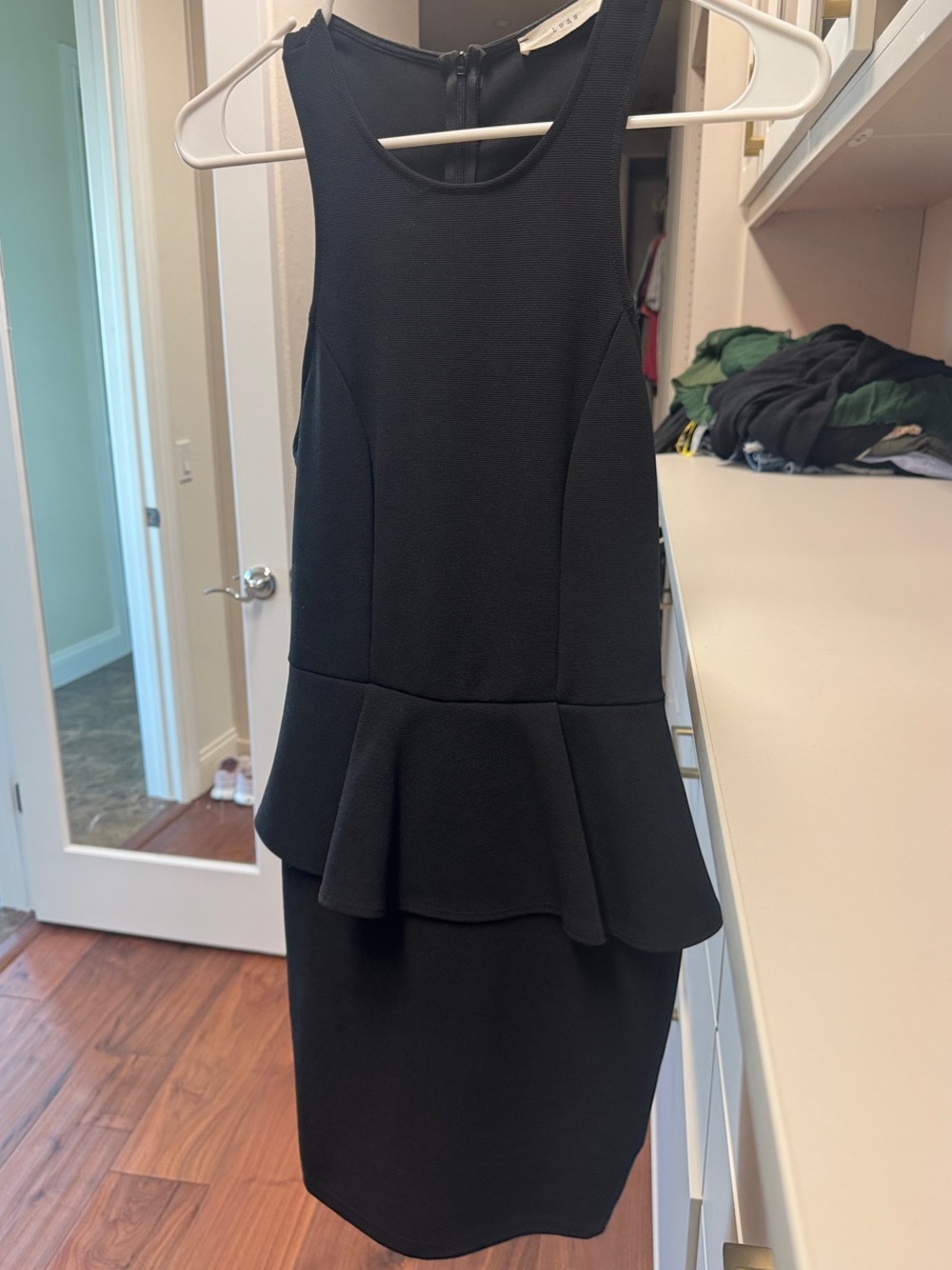 Lush Black Sleeveless Peplum Midi Dress